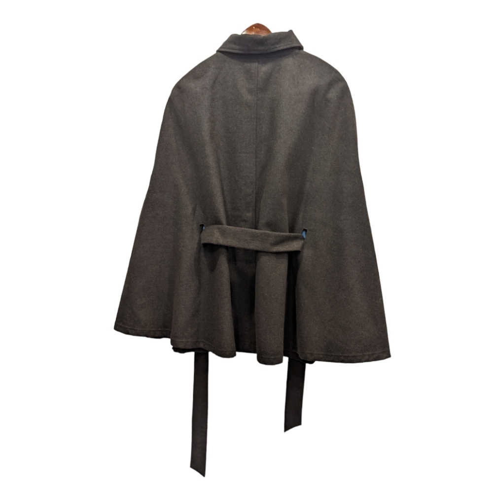 New Jockey Charcoal Wool Blend Double Breasted Light Winter Cape Coat Size S/M/L - Picture 3 of 12